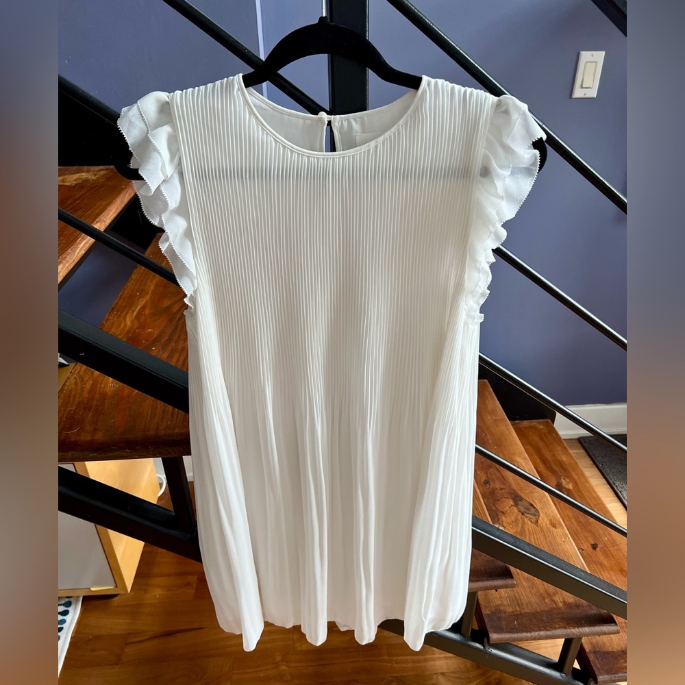 Wilfred White Ruffled Cap Sleeve Blouse